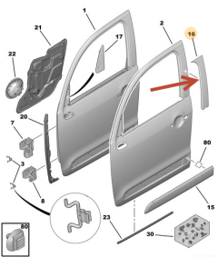 Door Trim Right Front Original Citroen C3 Picasoo 98196289XT