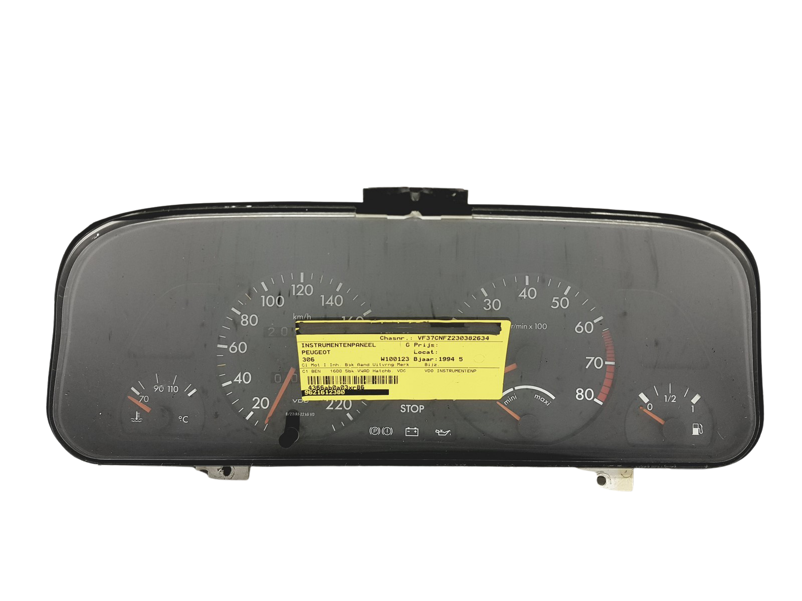 Speedometer/Instrument Cluster Peugeot 306 9621612380 VDO main product photo