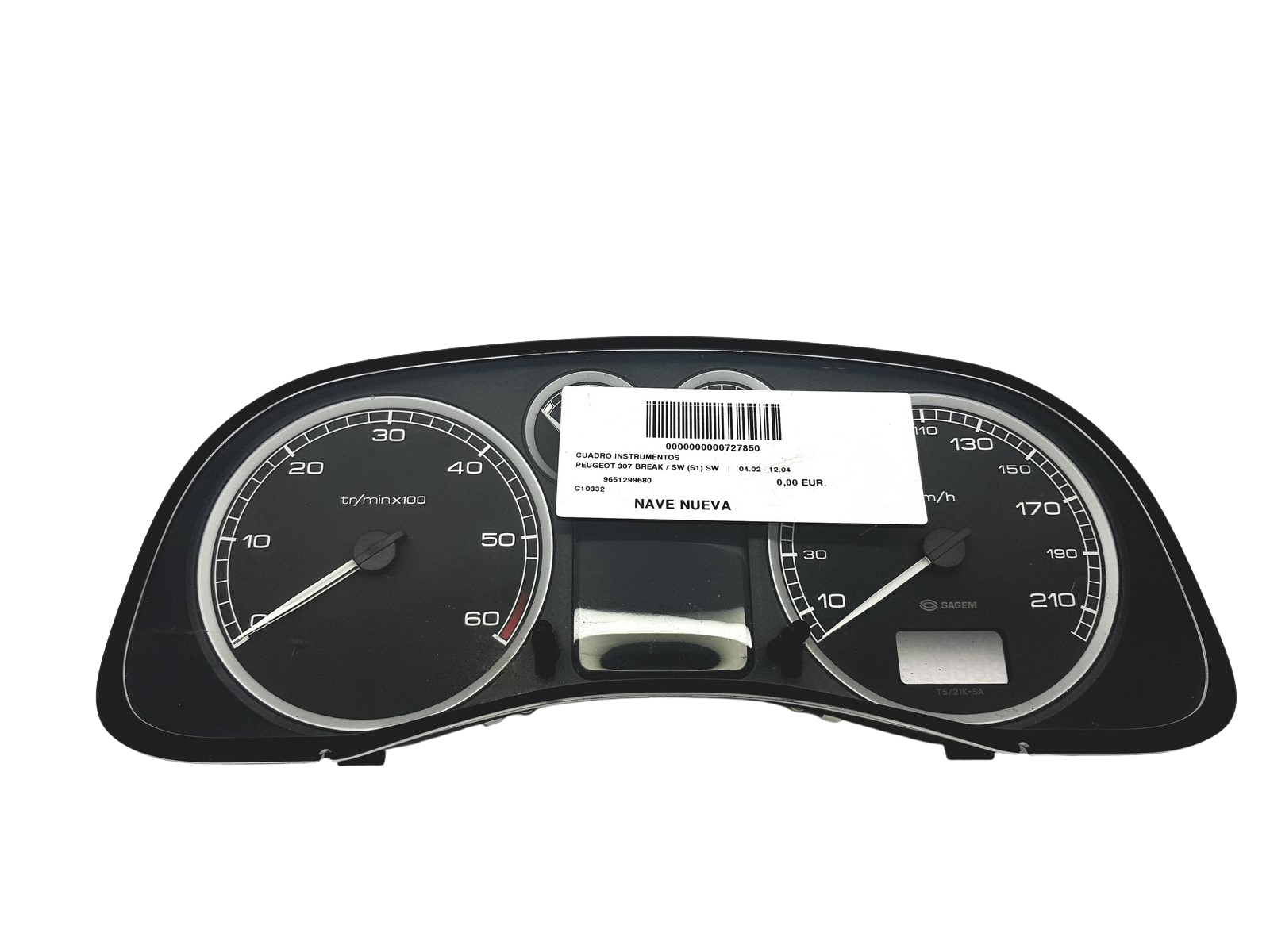 Speedometer/Instrument Cluster Peugeot 307 9651299680 C 00 55509 main product photo