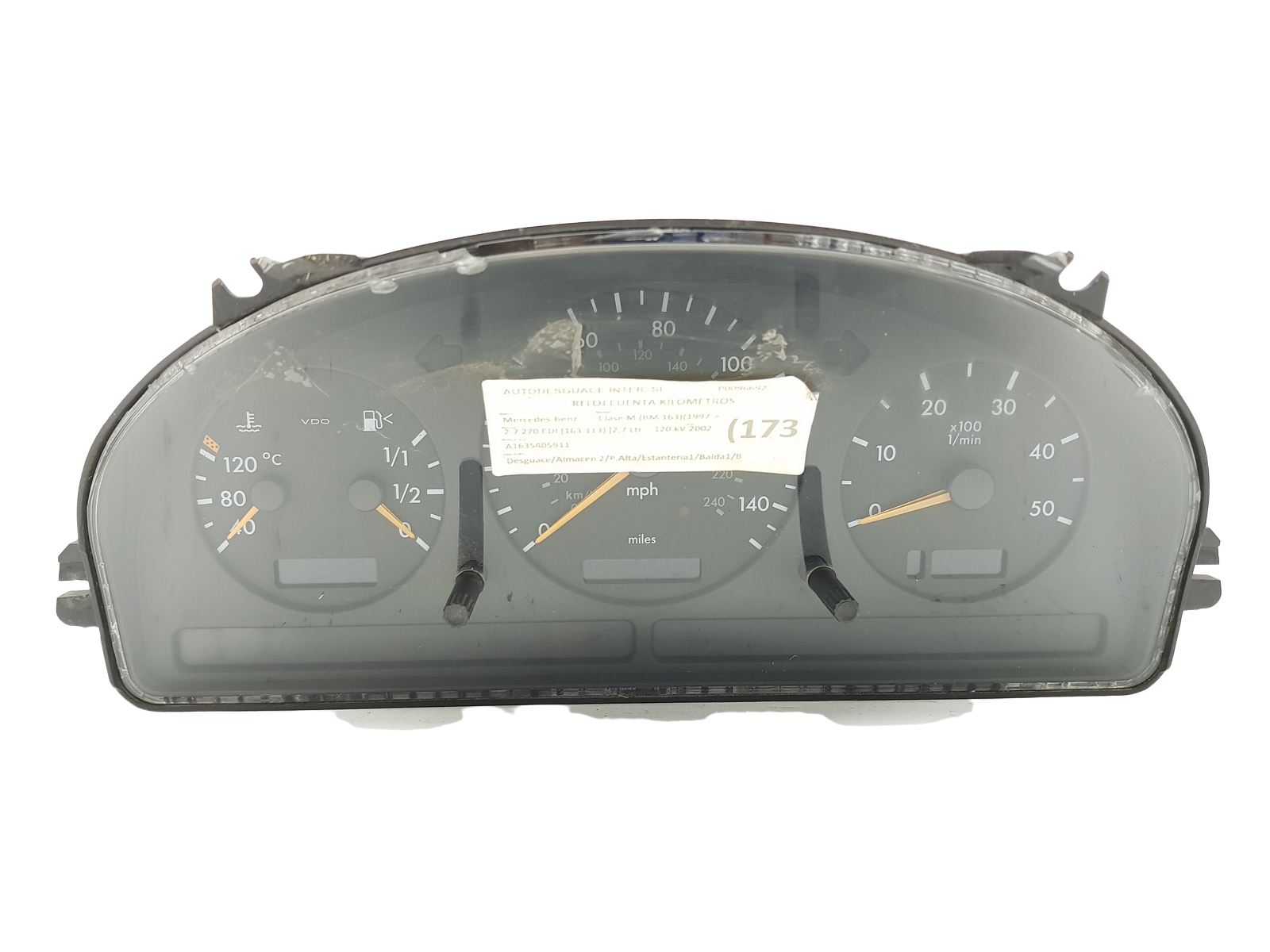 Speedometer/Instrument Cluster Mercedes ML W163 A1635405911 Delphi VDO main product photo