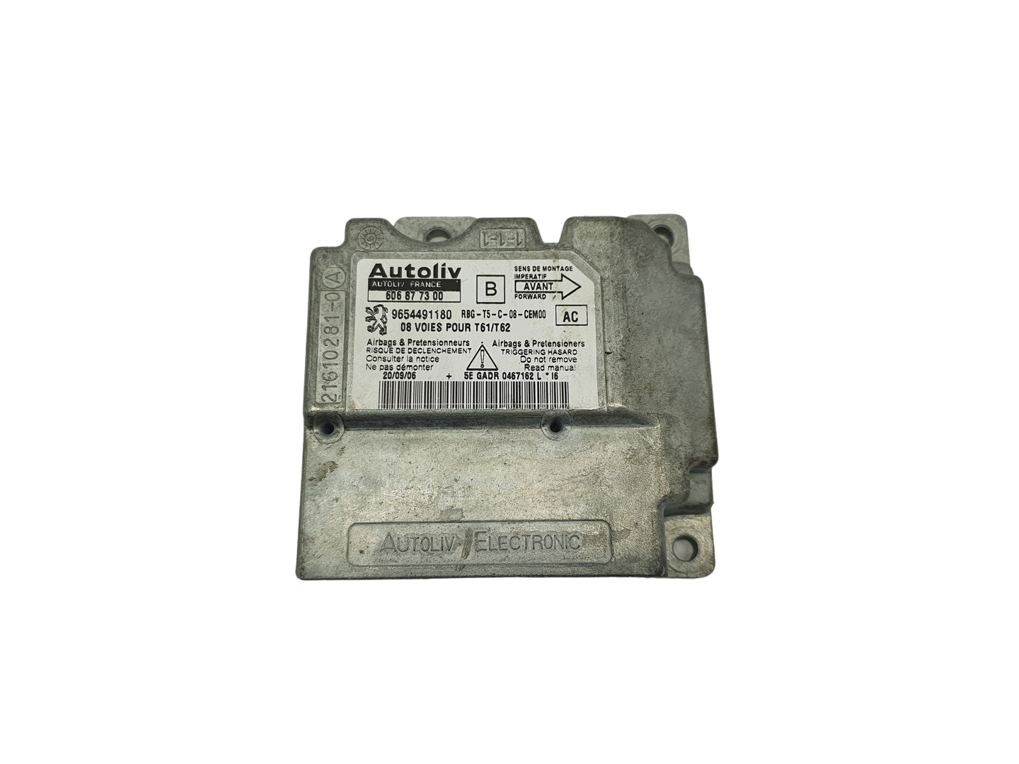 Control unit Module Peugeot 9654491180 606877300 Autoliv 69033 main product photo